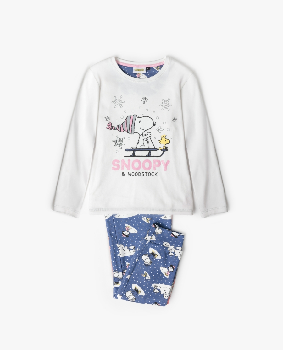 PEANUTS Pijama Manga Larga Snow Drift para Niña CRUDO