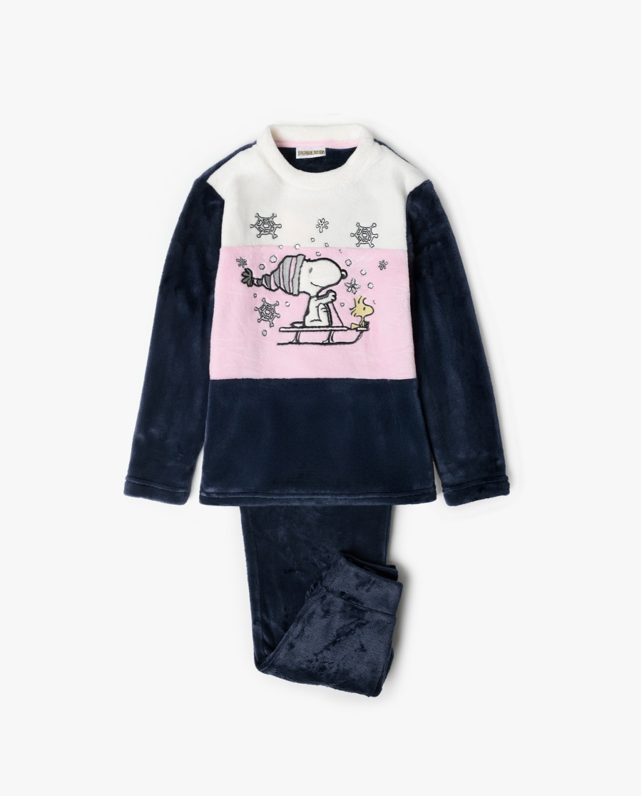PEANUTS Pijama Manga Larga Calentito Snow Drift para Niña AZUL