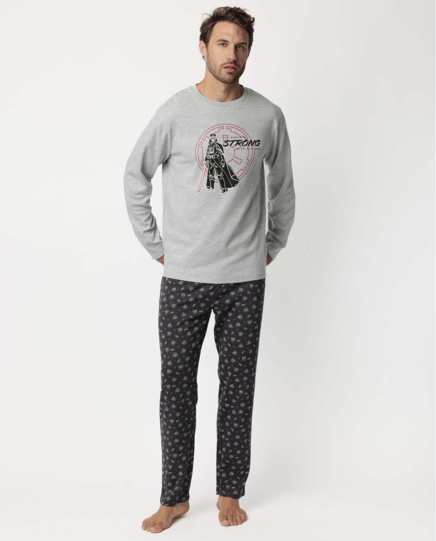 STAR WARS Pijama Manga Larga The Force Is Strong para Hombre GRIS JASPE
