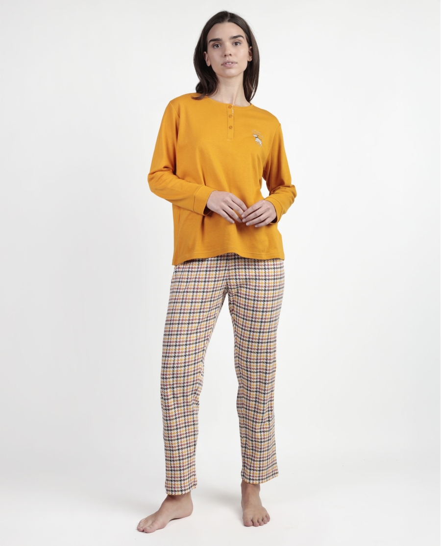 ADMAS Pijama Manga Larga Tapeta Lou Lou Returns para Mujer MOSTAZA