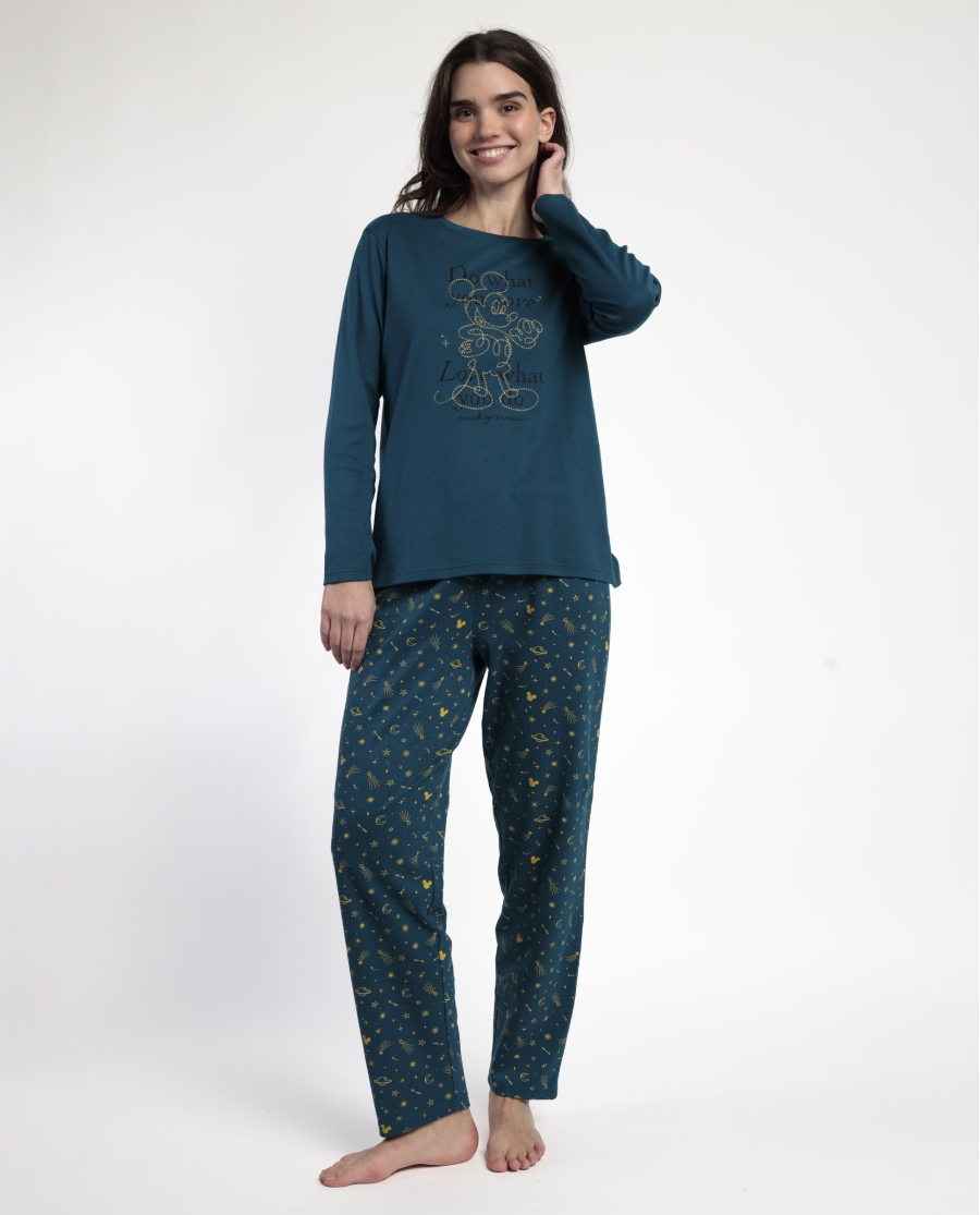 DISNEY Pijama Manga Larga Cosmic Wheel para Mujer AZUL