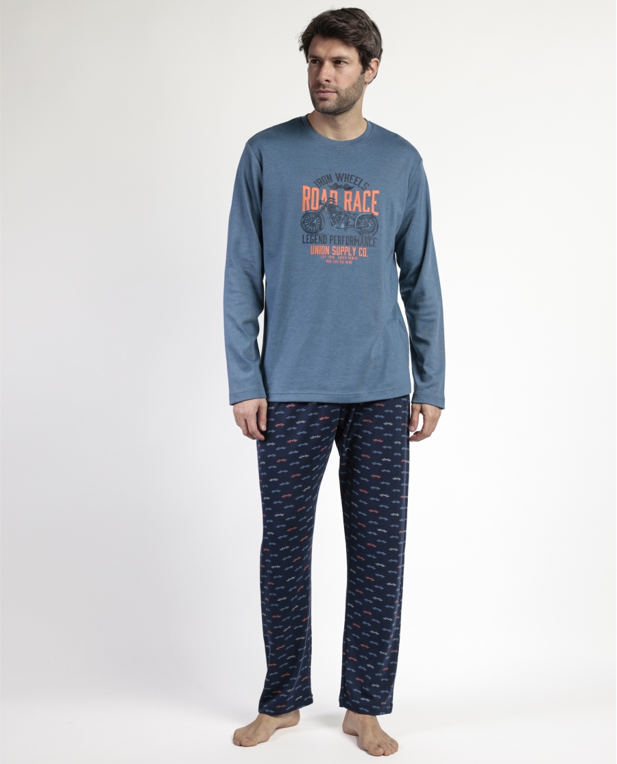 ADMAS Pijama Manga Larga Road Race para Hombre AZUL