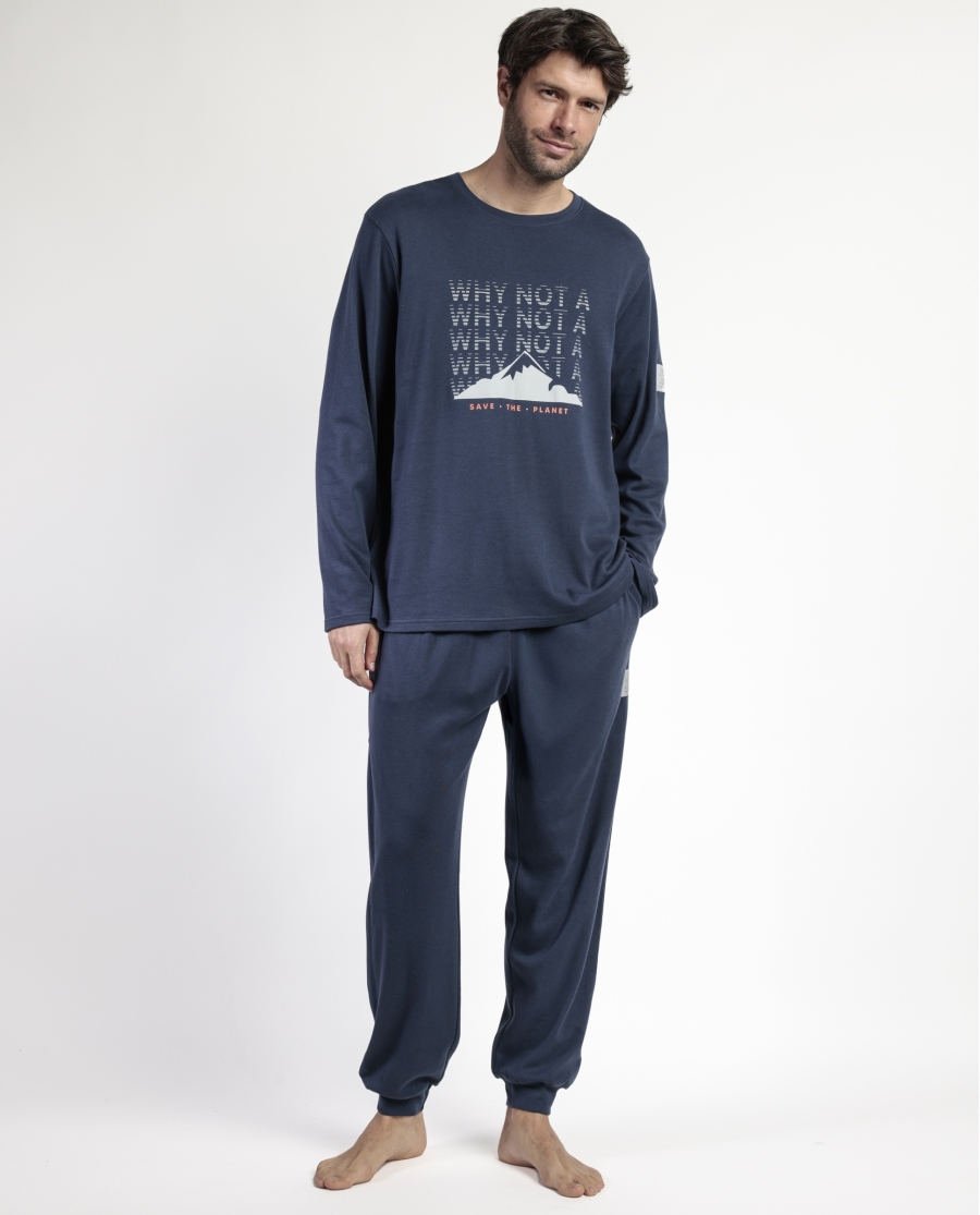 NEW PLAN Pijama Manga Larga Why Not para Hombre DENIM