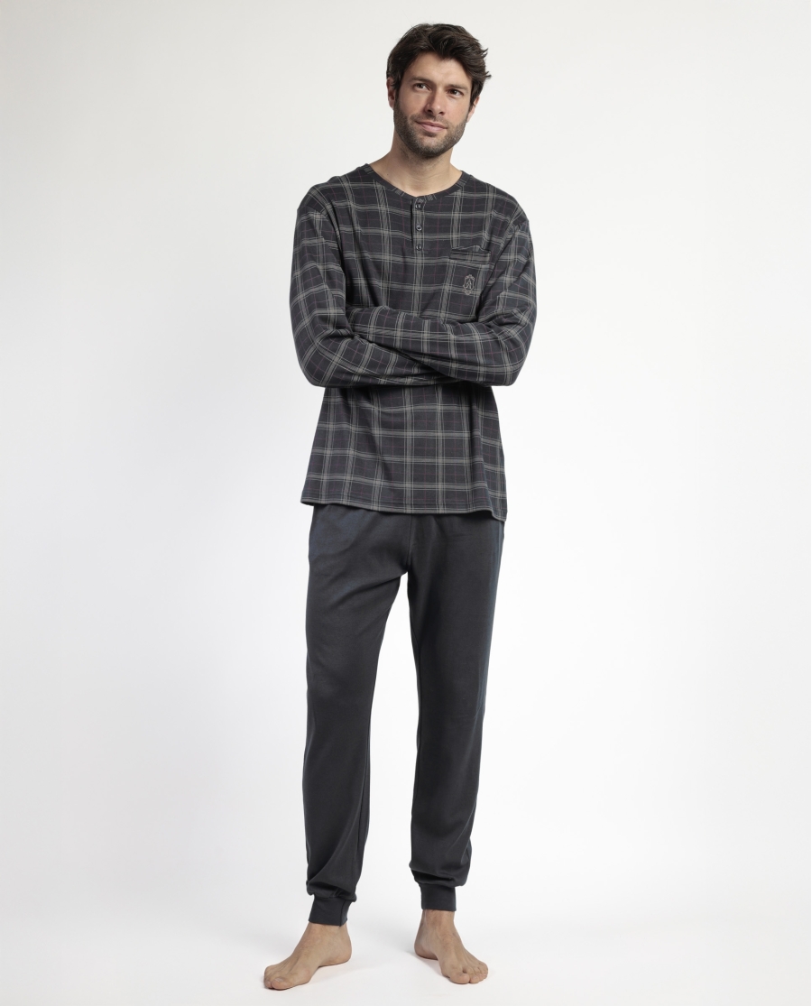 ADMAS CLASSIC Pijama Manga Larga Tapeta Cinnamon para Hombre MARENGO