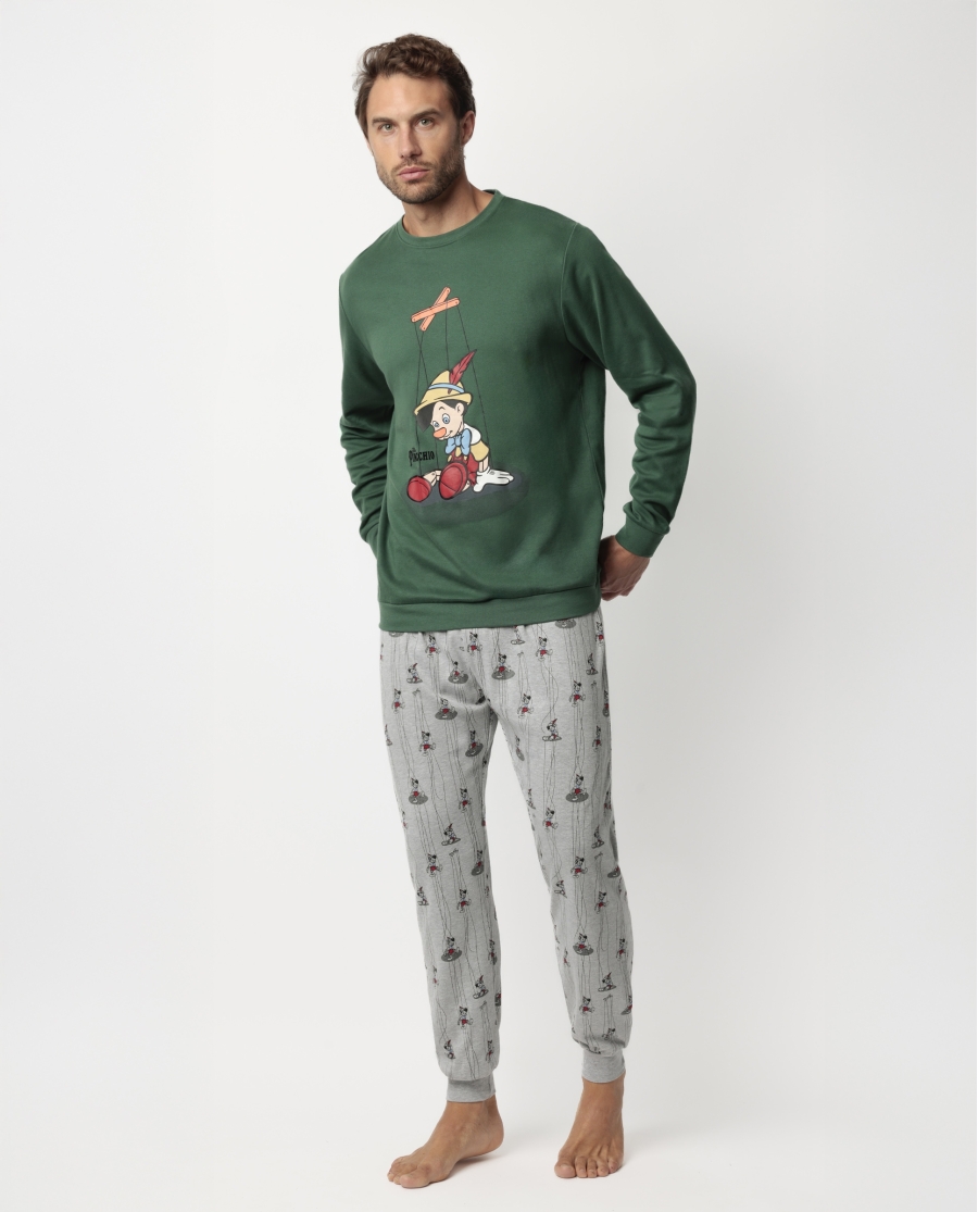 DISNEY Pijama Manga Larga Puppet Boy para Hombre VERDE