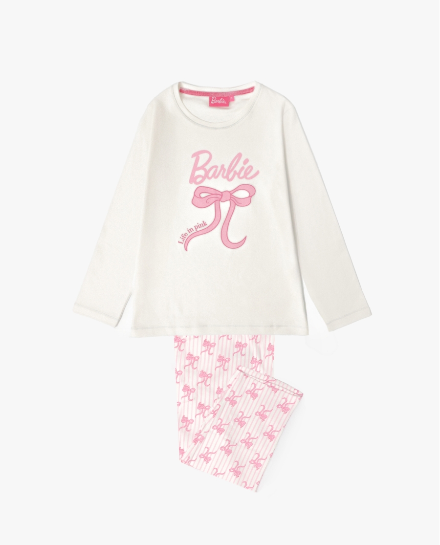 BARBIE Pijama Manga Larga Coquette Barbie para Niña CRUDO