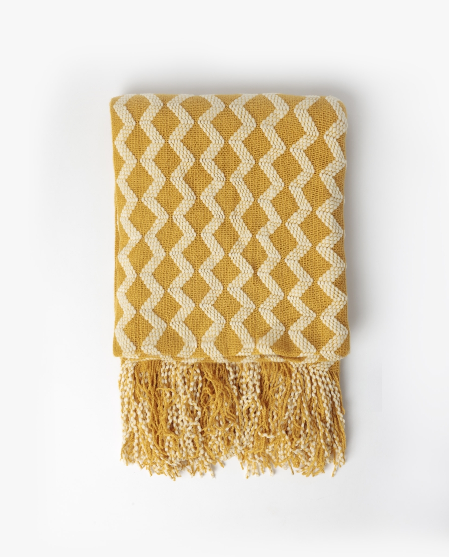 ADMAS Manta Punto Zig Zag Cozy Waves AMARILLO