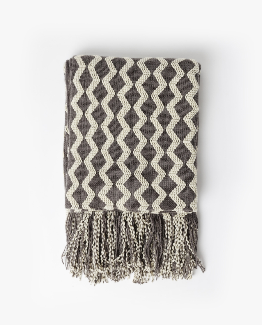 ADMAS Manta Punto Zig Zag Cozy Waves GRIS