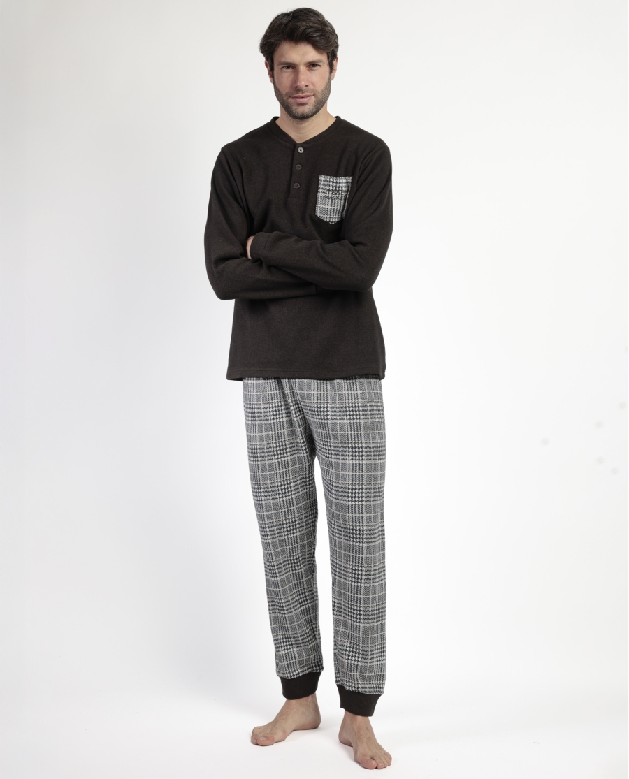 ADMAS MAGNIFIC Pijama Manga Larga Tapeta Americano para Hombre MARRON