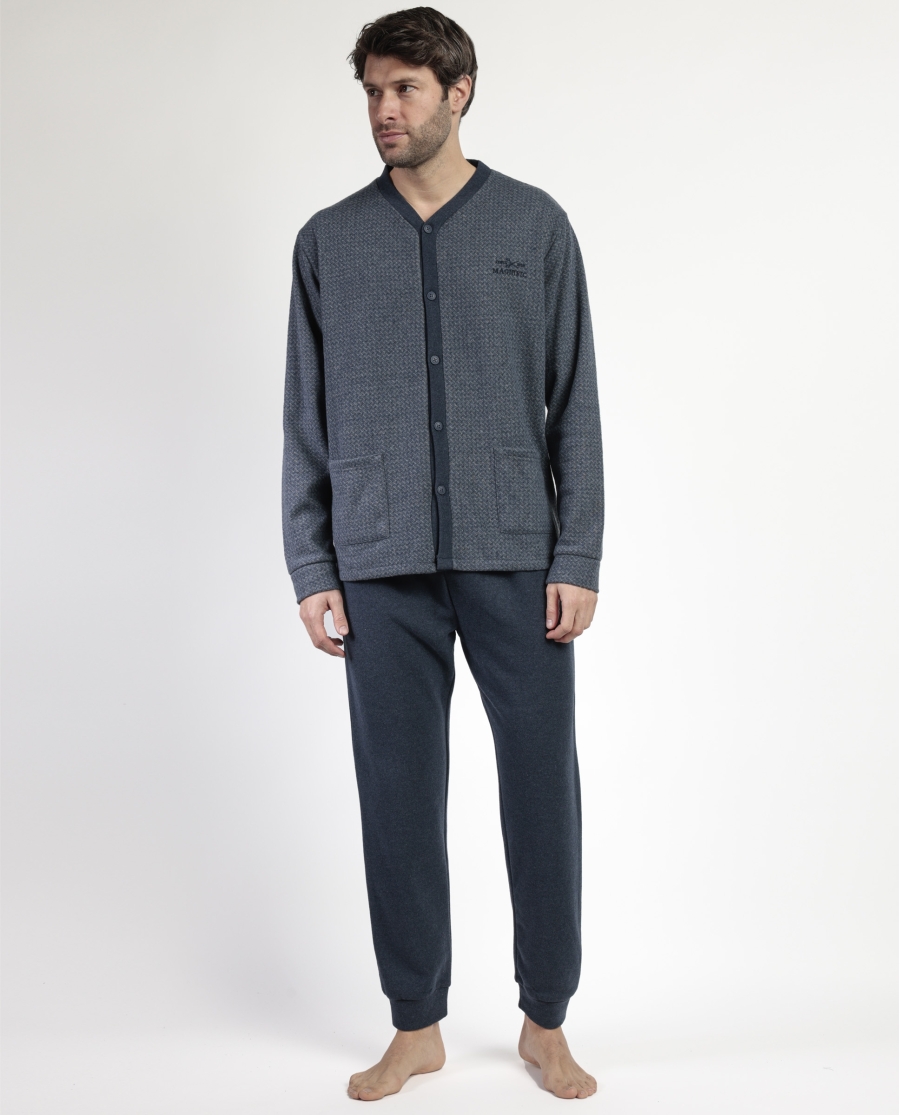 ADMAS MAGNIFIC Pijama Manga Larga Abierto Grigio para Hombre GRIS
