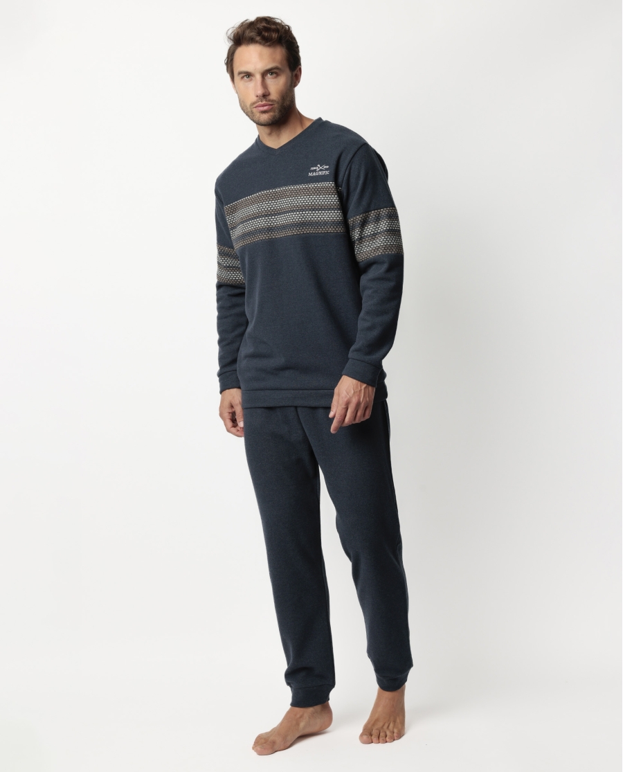 ADMAS MAGNIFIC Pijama Manga Larga Magno para Hombre MARINO