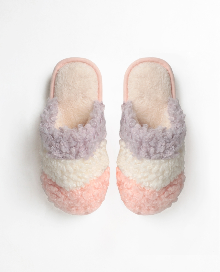 ADMAS Zapatillas De Estar Por Casa Tricolor Sherpa para Mujer, (Caja 6 unidades) SURTIDO