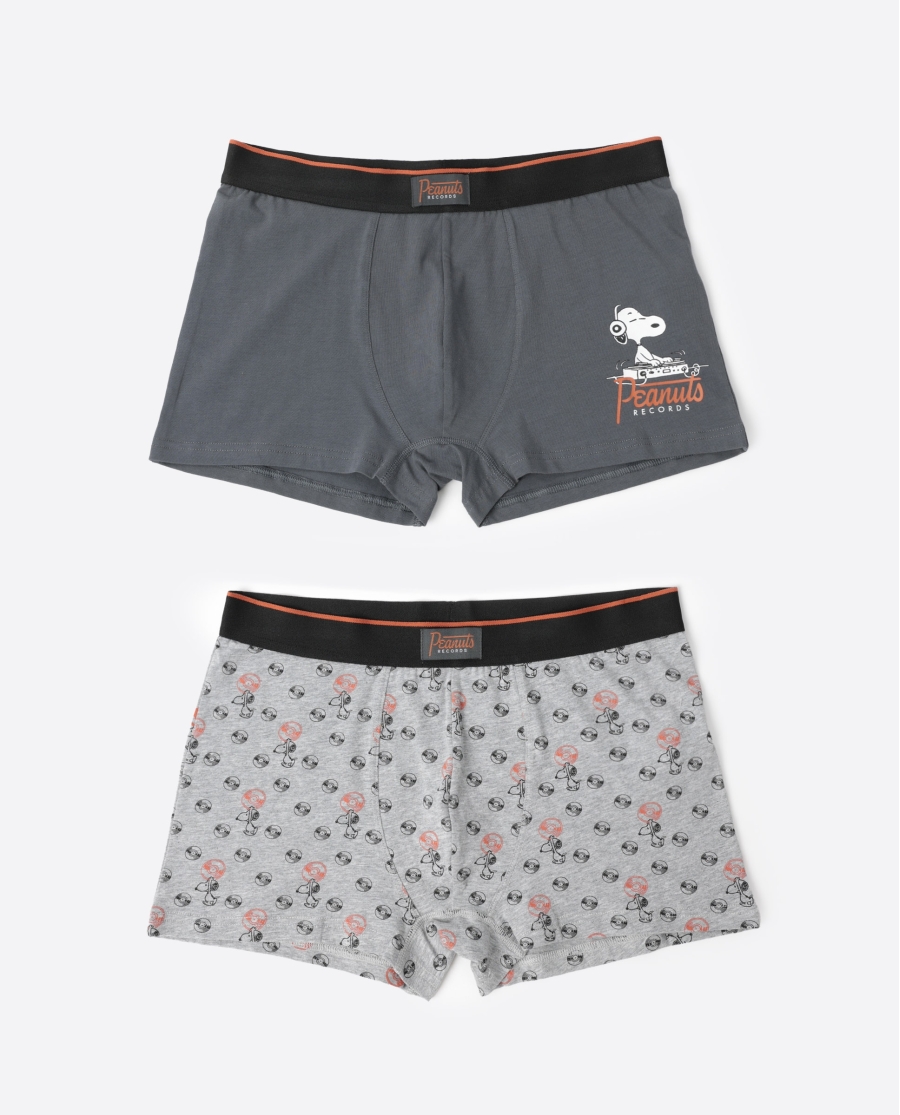 PEANUTS Calzoncillo/Boxer Peanuts Records para Hombre, (Caja de 2 unidades) PACK FANTASIA