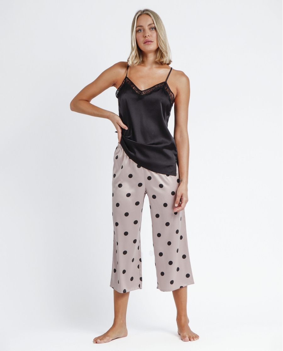 ADMAS CLASSIC Pijama Palazzo de Tirantes Elegant Dots para Mujer NEGRO