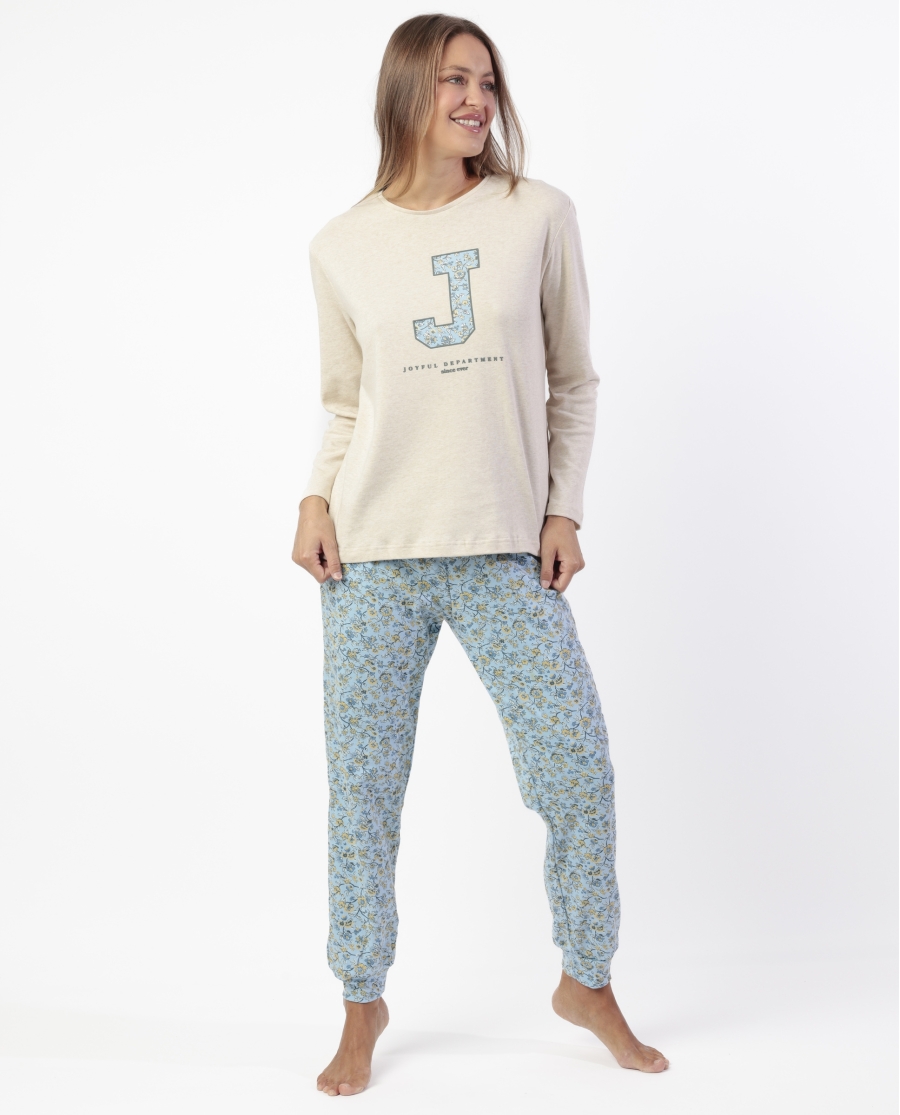 ADMAS Pijama Manga Larga J Joyful Department para Mujer BEIGE JASPE