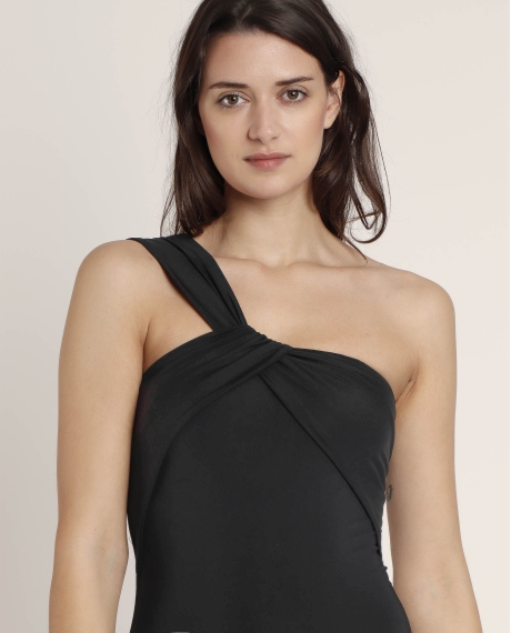ADMAS Bañador Asimétrico Drapeado Cruise para Mujer NEGRO 2