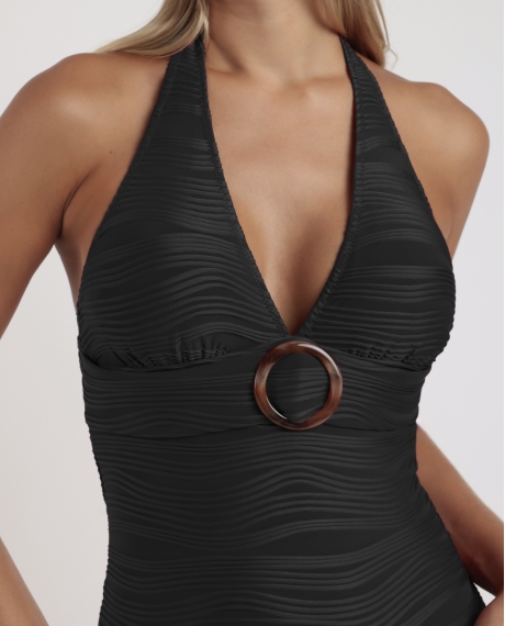 ADMAS Bañador Halter Waves Mare para Mujer NEGRO 2