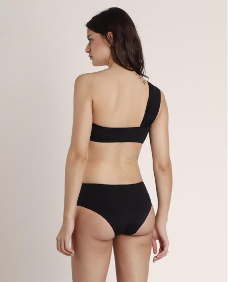 ADMAS Bikini Asimétrico Drapeado Cruise para Mujer NEGRO 2