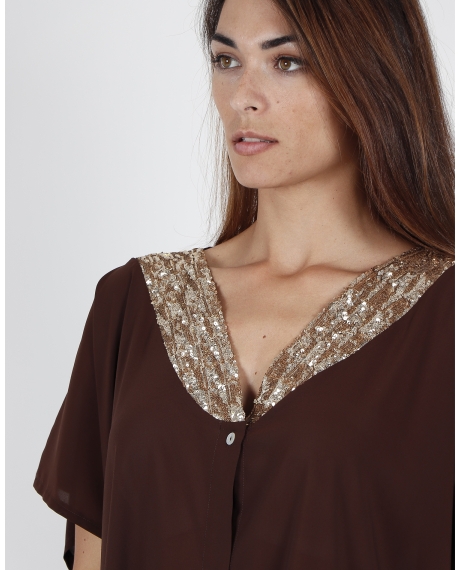 ADMAS Vestido Kafkano Bright Sequins para Mujer CHOCOLATE 2