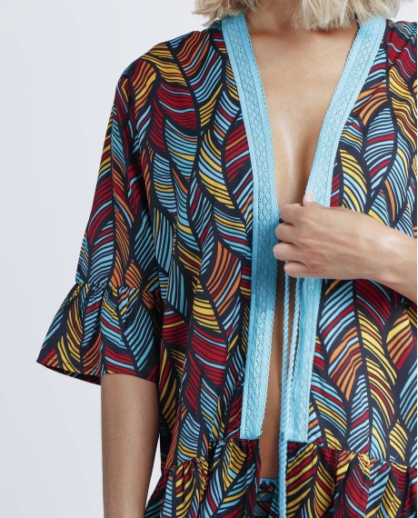 ADMAS Vestido Ethnic Feathers para Mujer TURQUESA 2