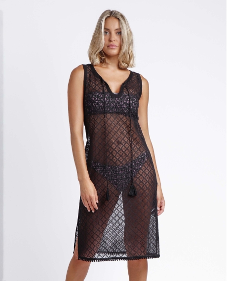 ADMAS Vestido Sin Mangas Basic para Mujer NEGRO
