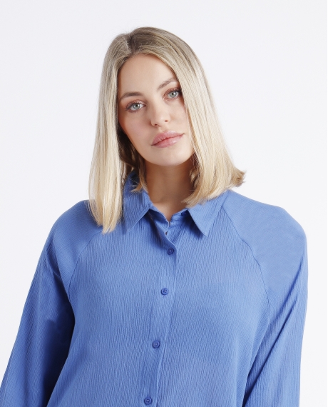 ADMAS Vestido Camisero Manga Larga Playa para Mujer AZUL 2