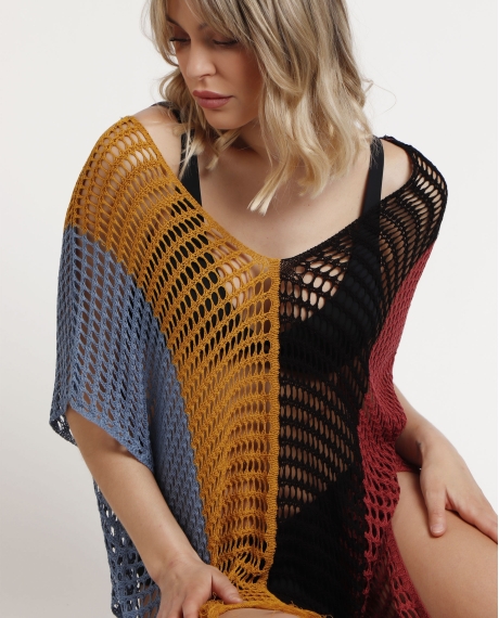 ADMAS Poncho Crochet Cooper para Mujer MULTICOLOR 2