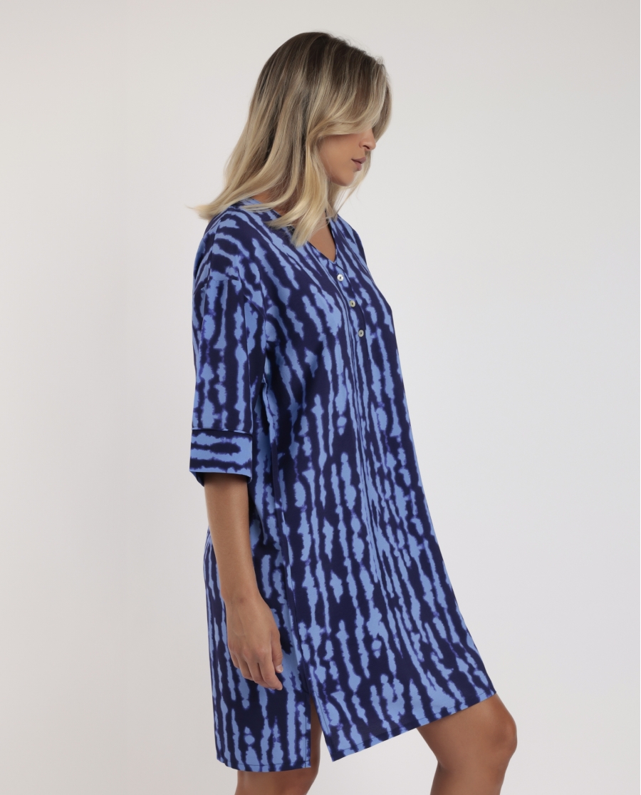 ADMAS Vestido Kimono Manga Francesa Tie & Dye para Mujer AZUL ADMAS Vestido Kimono Manga Francesa Tie & Dye para Mujer AZUL