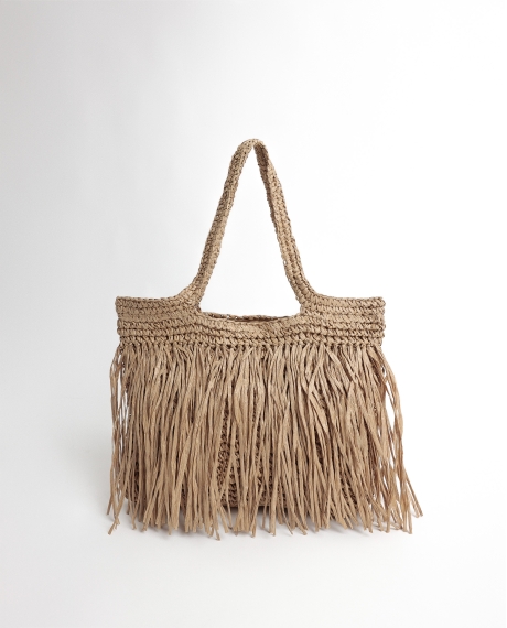 ADMAS Bolso Playa Flecos para Mujer NATURAL