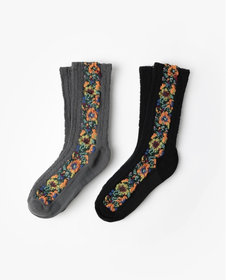 ADMAS GARDEN Calcetín de Caña Normal Lateral Flowers para Mujer, (Caja de 6 pares) SURTIDO