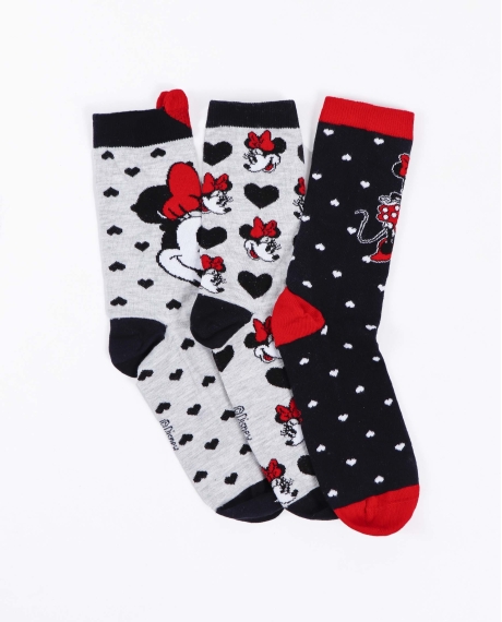 DISNEY Calcetín Mediano Minnie Hearts para Mujer, (Caja de 12 pares) SURTIDO
