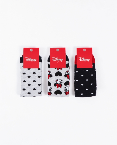 DISNEY Calcetín Mediano Minnie Hearts para Mujer, (Caja de 12 pares) SURTIDO 2