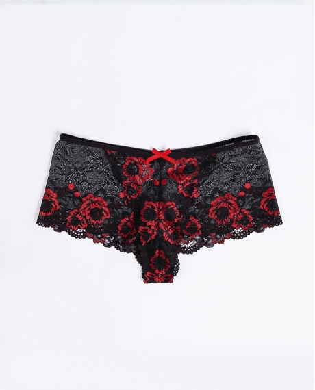 ADMAS Culotte y Tanga Puntilla Bicolor para Mujer, (Caja de 12 unidades) NEGRO