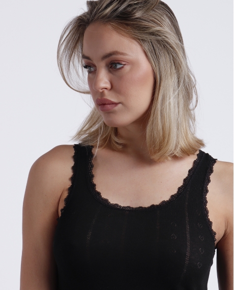 ADMAS Camiseta Tirante Canalé para Mujer NEGRO 2