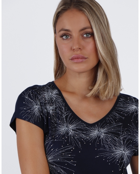 ADMAS Camiseta Manga Corta Planetario para Mujer MARINO 2