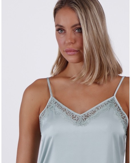 ADMAS Camiseta Tirante Puntilla Escote para Mujer VERDE AGUA 2
