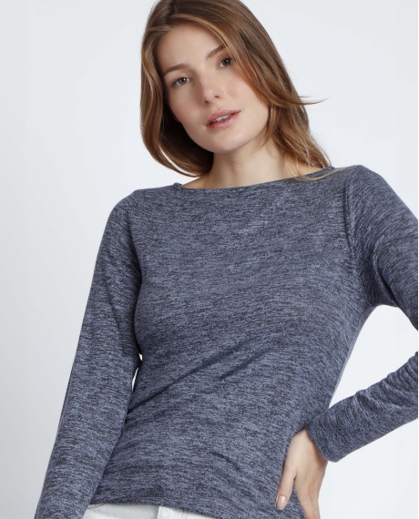 ADMAS Camiseta Manga Larga Calentita Cuello Barca para Mujer AZUL JASPE 2