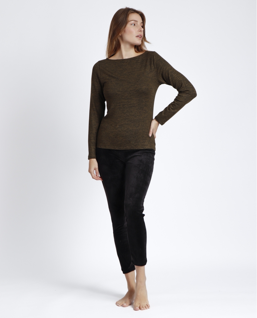 ADMAS Camiseta Manga Larga Calentita Cuello Barca para Mujer VERDE JASPE ADMAS Camiseta Manga Larga Calentita Cuello Barca para Mujer VERDE JASPE