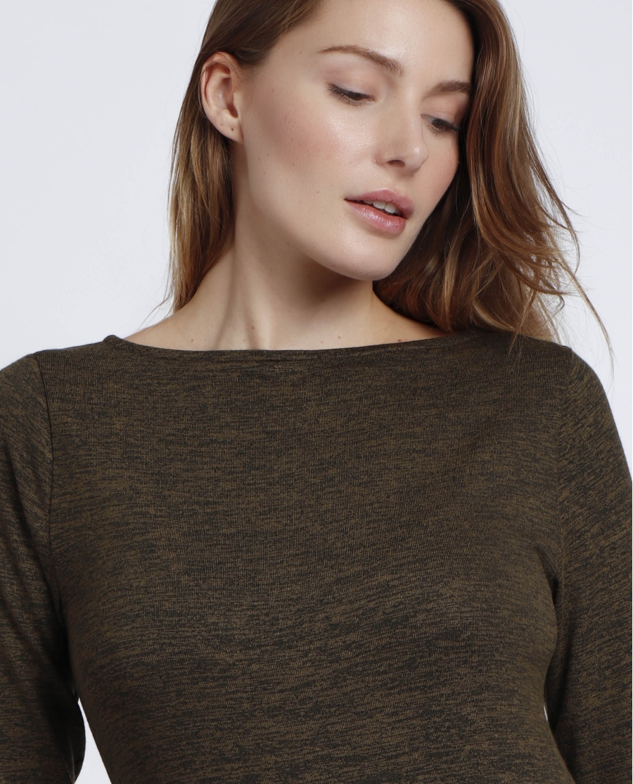 ADMAS Camiseta Manga Larga Calentita Cuello Barca para Mujer VERDE JASPE ADMAS Camiseta Manga Larga Calentita Cuello Barca para Mujer VERDE JASPE