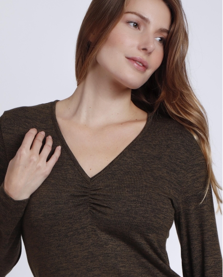 ADMAS Camiseta Manga Larga Calentita Nudo para Mujer VERDE JASPE 2