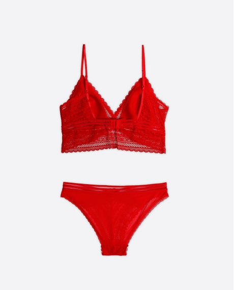 ADMAS Conjunto Top Triangulo y Braguita Night para Mujer ROJO 2
