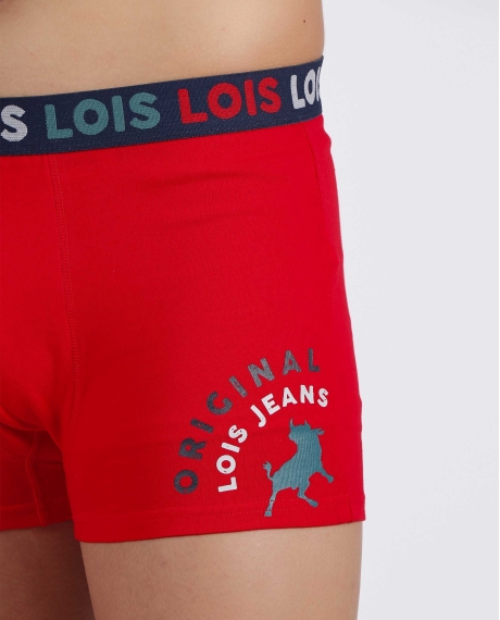 LOIS Calzoncillo/Bóxer Caja Metal Regalo Christmas para Hombre, (Caja 12 unidades) ROJO 2