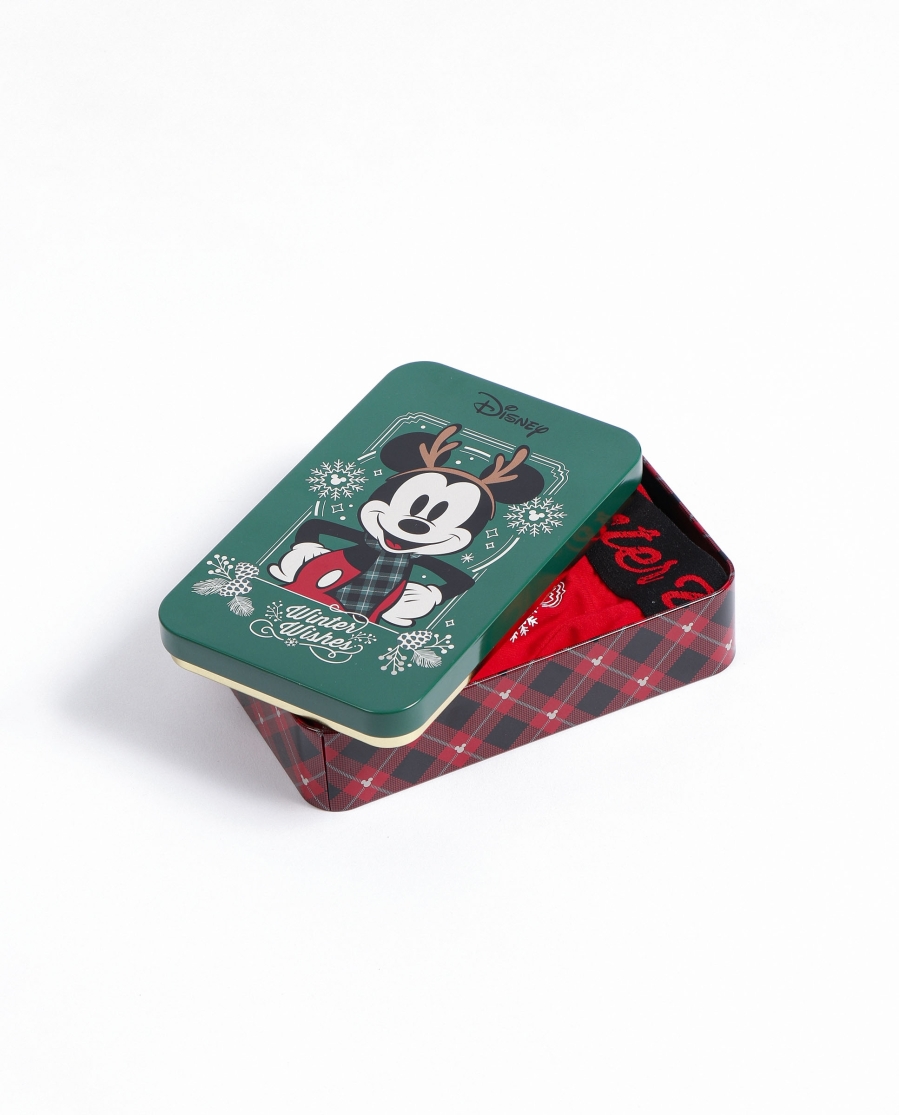 DISNEY Calzoncillo/Bóxer Mickey Christmas Caja Metal Regalo para Hombre ROJO DISNEY Calzoncillo/Bóxer Mickey Christmas Caja Metal Regalo para Hombre ROJO