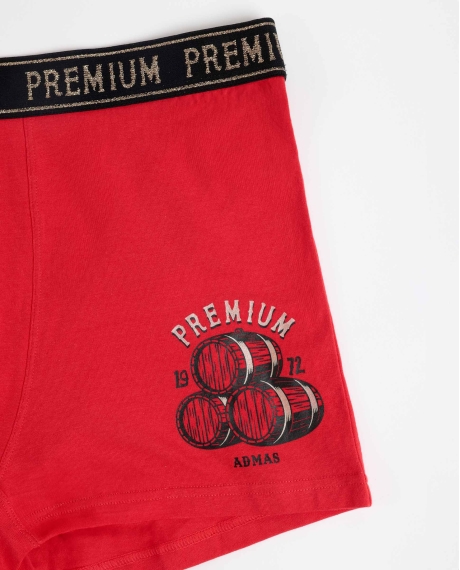 ADMAS Calzoncillo/Boxer Barril Wine para Hombre, (Caja 12 unidades) ROJO 2