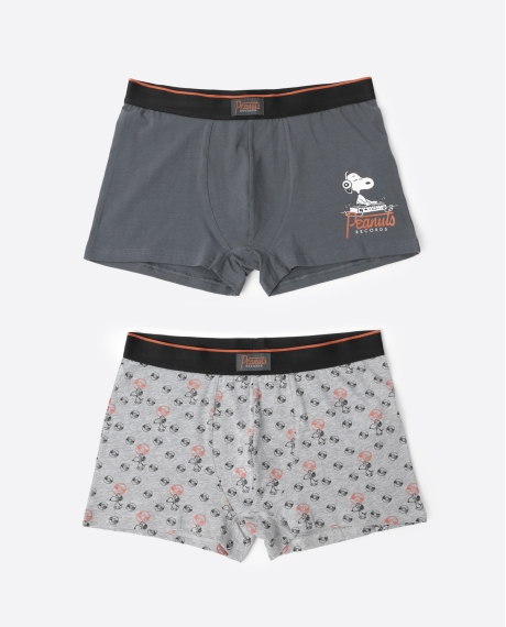 PEANUTS Calzoncillo/Boxer Peanuts Records para Hombre, (Caja de 2 unidades) PACK FANTASIA