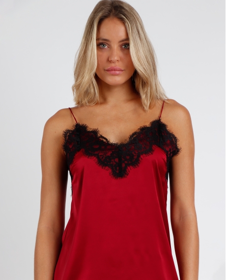 ADMAS Camisola Tirantes Lace para Mujer ROJO RUBÍ 2