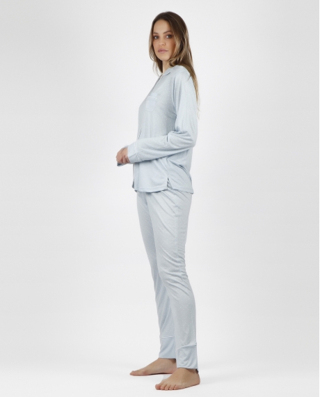 ADMAS CLASSIC Pijama Abierto Manga Larga Soft Secret para Mujer AZUL 2