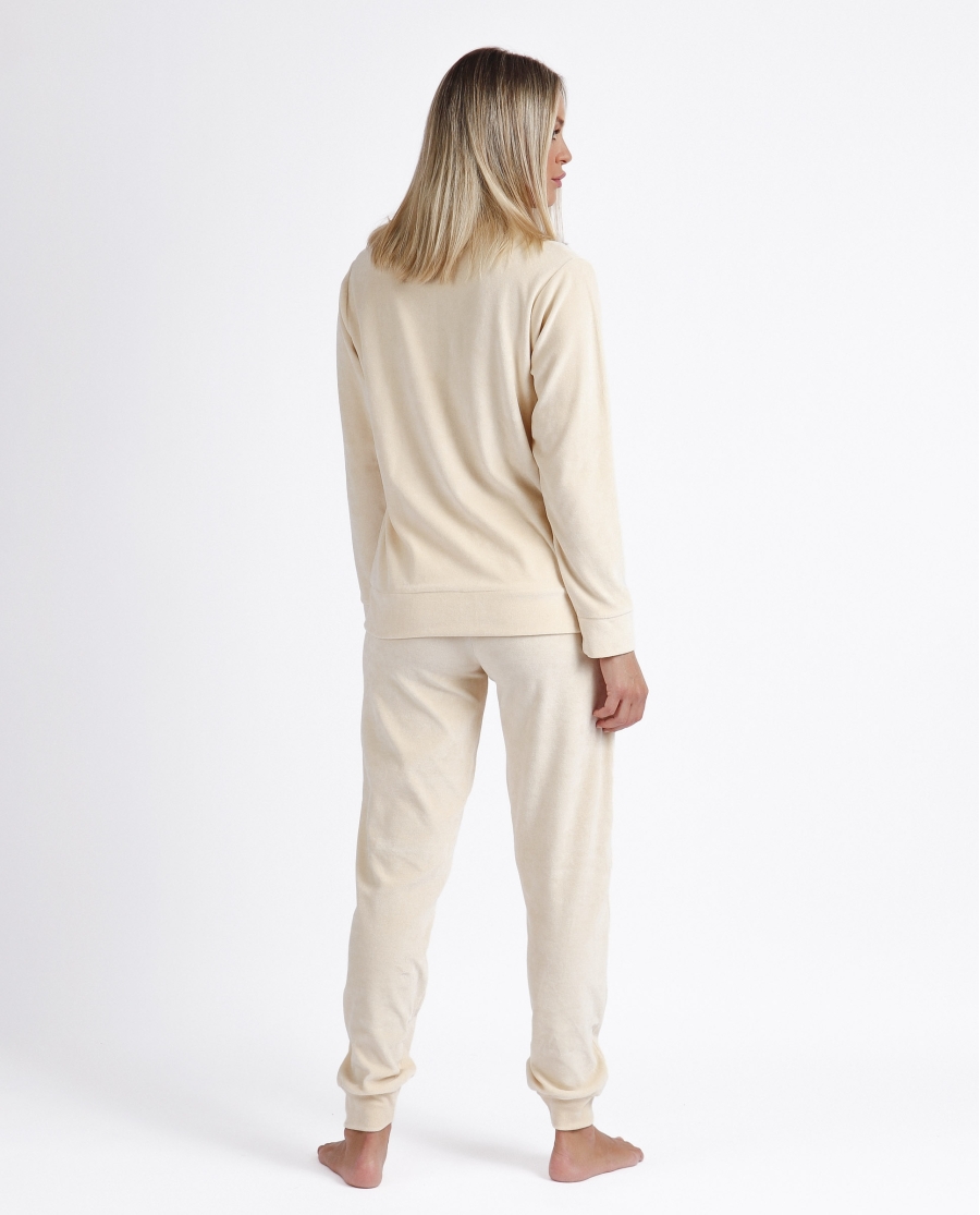 ADMAS Pijama Abierto Manga Larga Doble Velvet Soft Home para Mujer BEIGE ADMAS Pijama Abierto Manga Larga Doble Velvet Soft Home para Mujer BEIGE