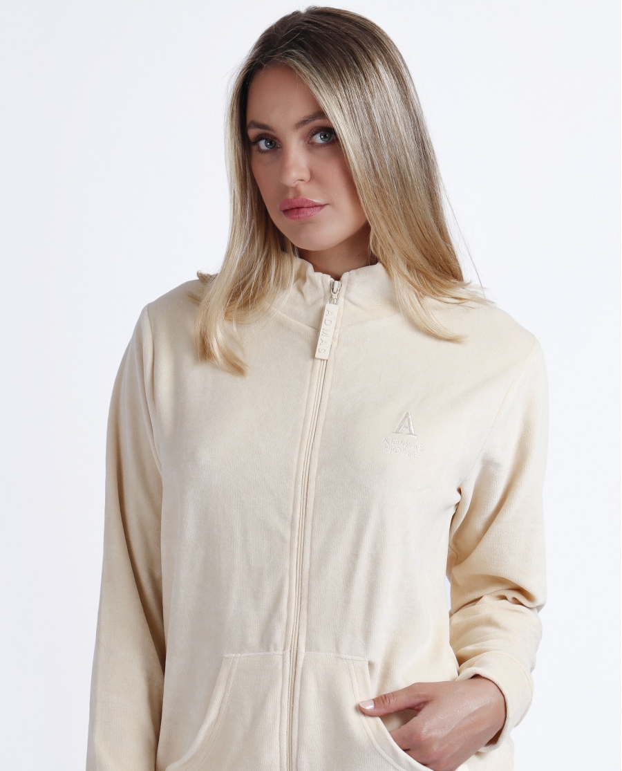 ADMAS Pijama Abierto Manga Larga Doble Velvet Soft Home para Mujer BEIGE ADMAS Pijama Abierto Manga Larga Doble Velvet Soft Home para Mujer BEIGE
