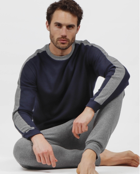ADMAS MAGNIFIC Pijama Manga Larga Solid para Hombre MARINO 2